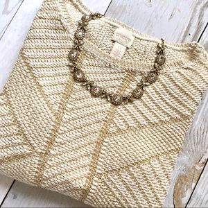 NWT Chico's 3/4 Sleeve Gold Threaded Sweater